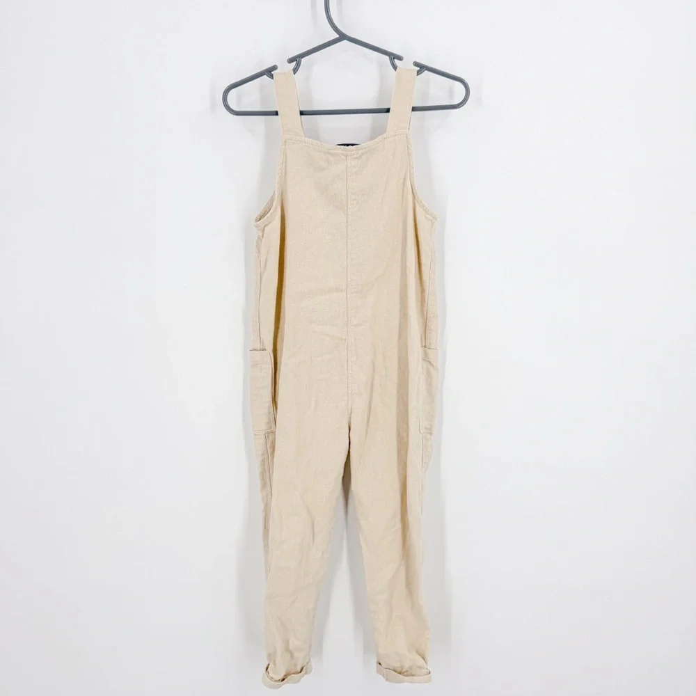 Old Navy Tan Jumpsuit Relaxed Fit Linen Blend